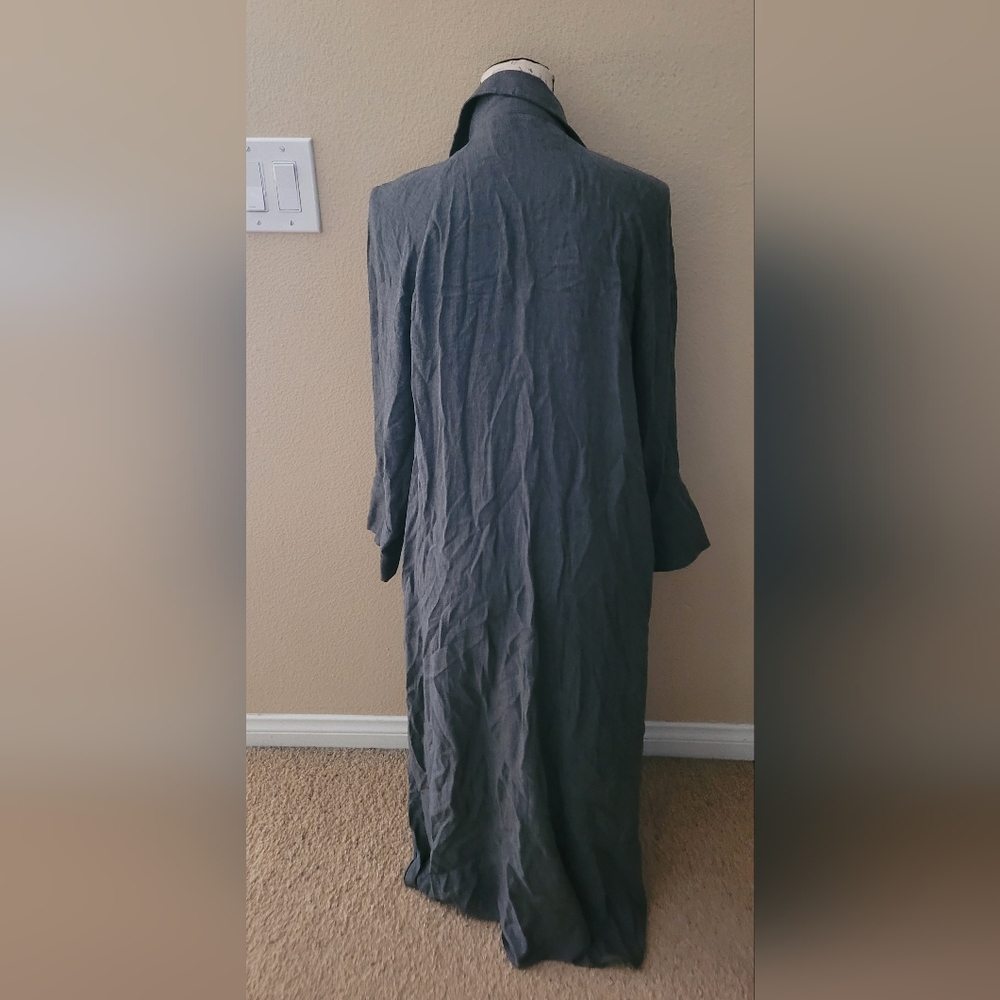 Zara Gray Long Button Down Shirt Dress - Picture 3 of 6